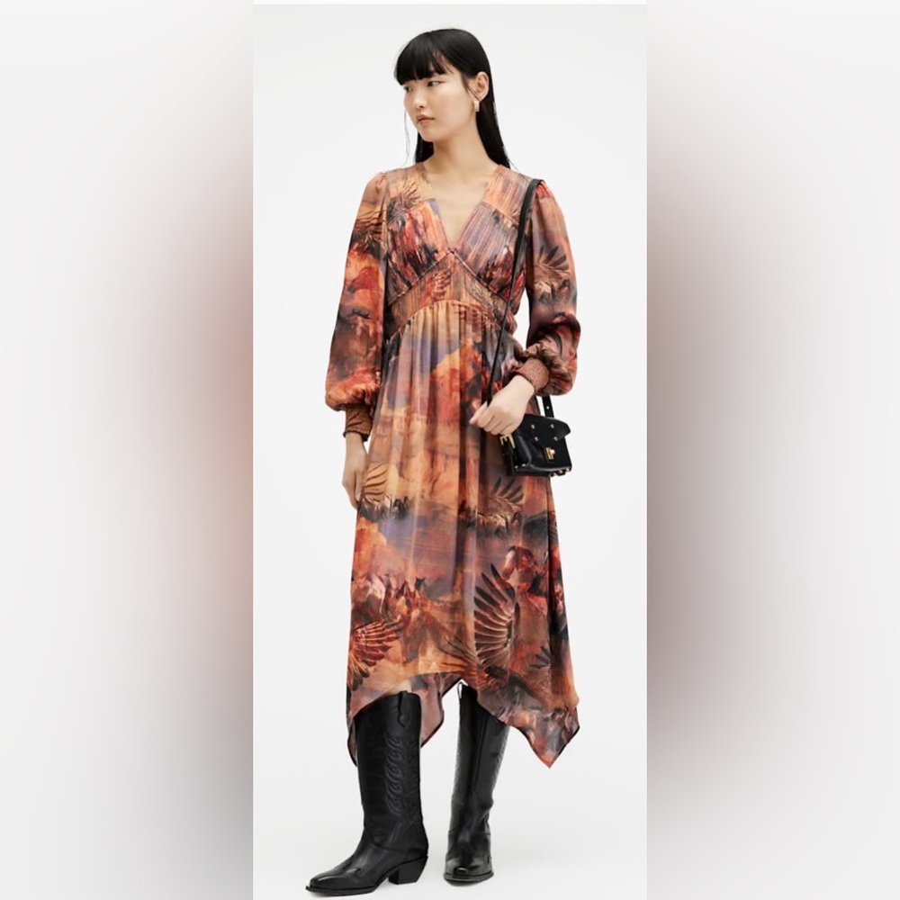 AllSaints Estelle Colca Dress – Size 6, Canyon Purple, NWT